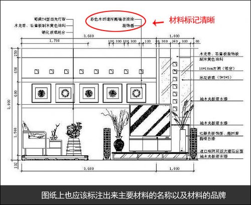 装修图纸应标出装修材料名称和材料品牌